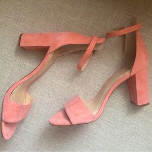 Vince Camuto Pink Strap Velvet 3.5 inch heels